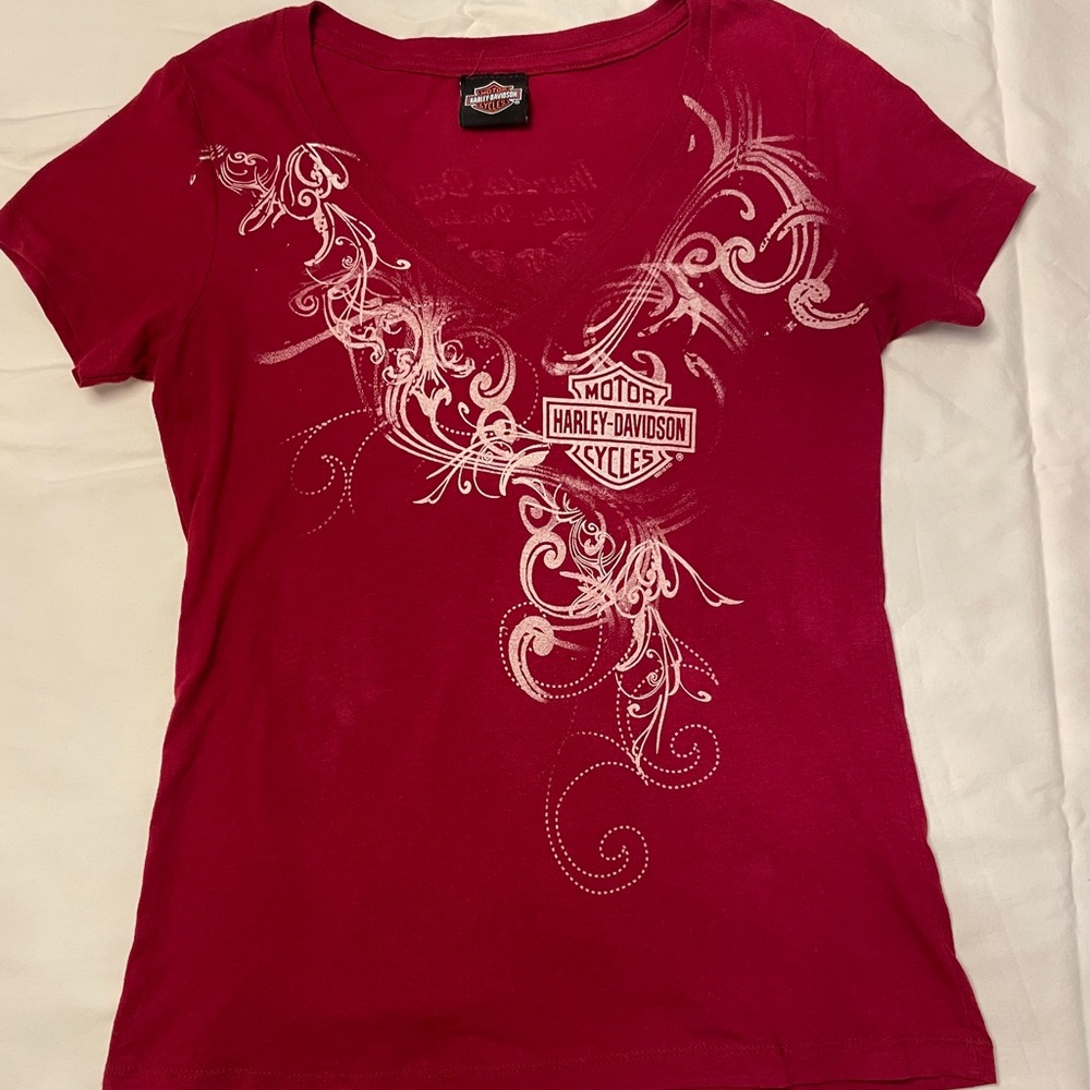 Harley-Davidson Women's Vivid Burgundy Swirl Tee